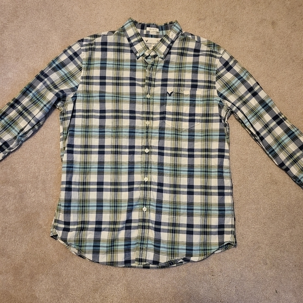 American Eagle Mens Plaid Button Down Shirt - Picture 2 of 5